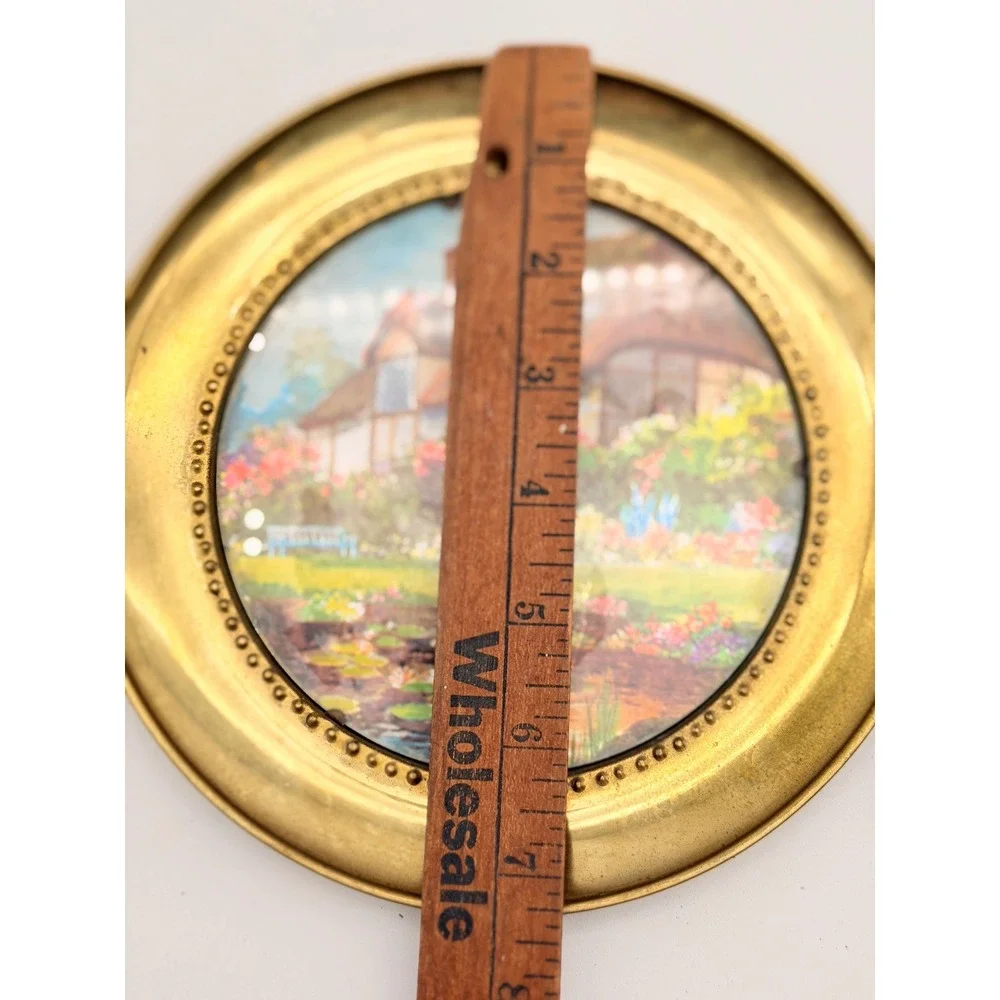 Vintage Brass Tone English Country Cottage Garden Wall Plates Set of 6